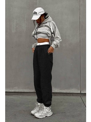BSBSPOR Erkek Kadın Kışlık Şardonlu Jogger Eşofman Altı Ultra Bol Kalıp Paça Lastikli