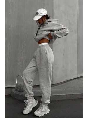 BSBSPOR Erkek Kadın Kışlık Şardonlu Jogger Eşofman Altı Ultra Bol Kalıp Paça Lastikli