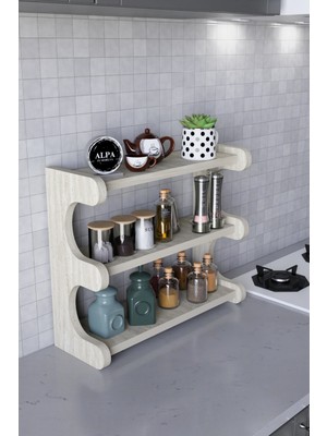 Alpa Ev Mobilya 3 Katlı Masa Üstü Mutfak Rafı – Çok Amaçlı Baharatlık ve Tezgah Üstü Organizer