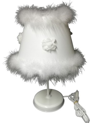 Feyza Design Yıldız Desenli Tüylü Çocuk Odası Abajur, Sıcak ve Renkli Atmosfer