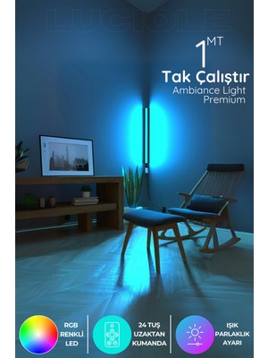 Feyza Design Renkli Uzaktan Kumandalı Kendinden Yapışkanlı LED Abajur