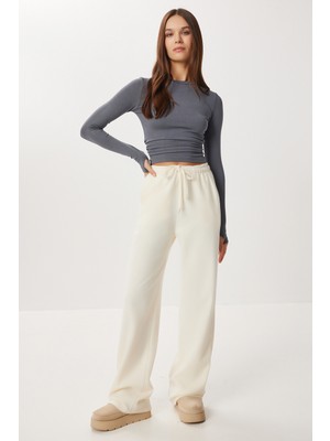 Happiness İstanbul Çok Yumuşak Dokulu Selanik Eşofman Altı LUB0063 Kemik