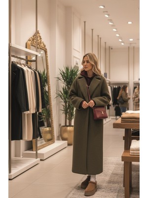 Kışlık Astarlı Detaylı Kadın Kaşmir Kaban