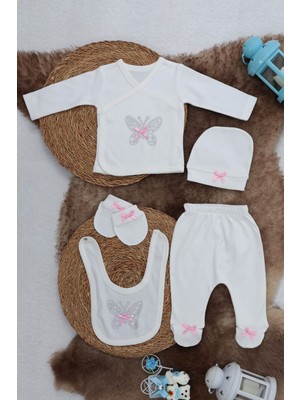 Sema Baby 5 Parça Hastane Çıkışı Zıbın Seti 0-3 Ay - Pink Butterfly