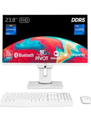 Turbox TAX1685 I5 14400 16GB Ddr5 1tb Nvme 23.8 Inç Fhd Pivot Wifi Bt Webcam WIN11 Uyumlu Aıo Pc