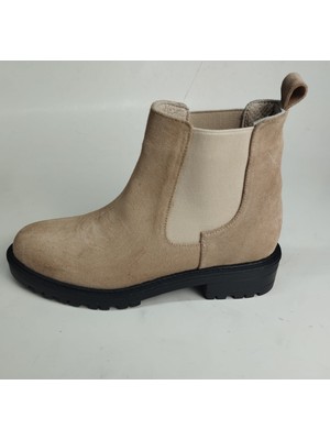 Lucciola Kadın Hakiki Deri Bej Süet Lastikli Bot