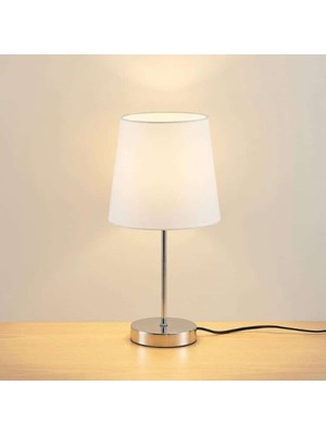 Feyza Design Modern Krom Beyaz Metal Abajur ile Şık ve Aydınlık Ortamlar