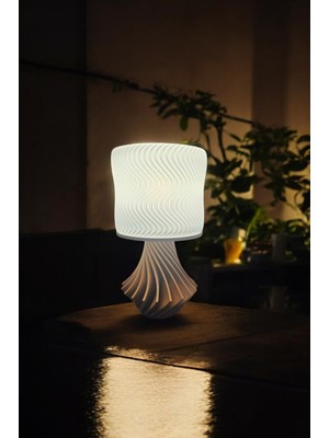 Feyza Design Şık 3D Tasarımlı Dekoratif Abajur, Bohem ve Vintage Tarzı, Beyaz