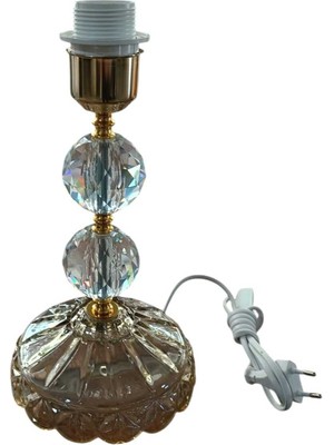 Feyza Design Şeffaf Kristal Top Ağırlıklı Gold Renkli Abajur Altlığı