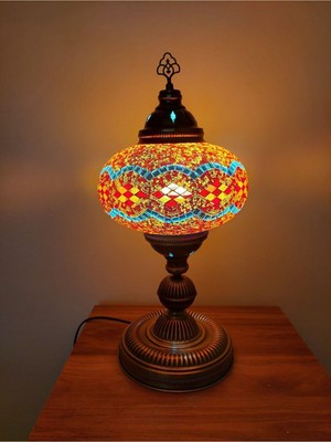 Feyza Design El Yapımı Büyük Boy Mozaik Abajur, Türk Lambası, 57 Cm, Şık Tasarım