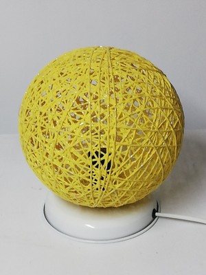 Feyza Design Sarı Küre Jüt Ipli Gece Lambası Dekoratif Abajur, Şık ve Doğal Tasarım