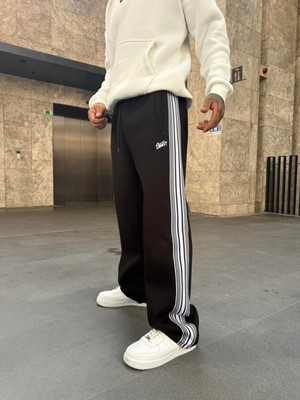 Sw Baskılı Baggy Yan Şerit Detaylı 3 Iplik Şardonlu Eşofman Altı K1038BE