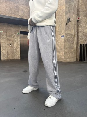 Sw Baskılı Baggy Yan Şerit Detaylı 3 Iplik Şardonlu Eşofman Altı K1038BE