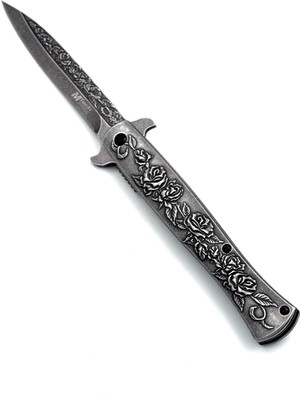 Kamp Outdoor Mtech Gül Desenli Ön - Arka - Namlu Gravürlü Çakı 22,5 cm Kilitli 152 gr Hafif