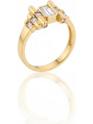 Güzide Kuyumcu 14 Ayar Altın Taşlı Çubuk Yüzük 1012