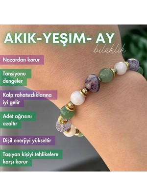 UltraMint Doğal Akik ve Ay Taşı Bileklik, Şık ve Enerjik Takı Aksesuarı