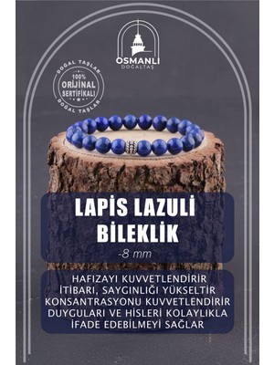 UltraMint Doğal Taş Bileklik, Lapis 8mm, Şık ve Zarif Takı