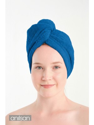 Anılsan Havlu Saç Bonesi K.Turkuaz %100Pamuk Saç Kurutma, Kurulama, Duş Banyo Baş Havlusu