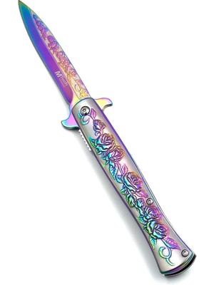 Nokta Outdoor Kamp Outdoor Mtech Gül Desenli Çakı 22,5 cm Paslanmaz Çelik Sap Özelliği ile Hafif 152 gr