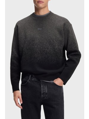 Boss Logolu Yünlü Regular Fit Bisiklet Yaka Kazak Erkek Kazak 50548701 001