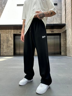 Sw Baskılı Baggy Stoper Paça 3 Iplik Şardonlu Eşofman Altı K1042BE