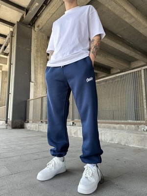 Sw Baskılı Baggy Stoper Paça 3 Iplik Şardonlu Eşofman Altı K1042BE