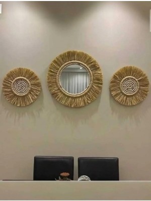 3lü Duvar Süsü Rafya Duvar Dekoru Boncuklu