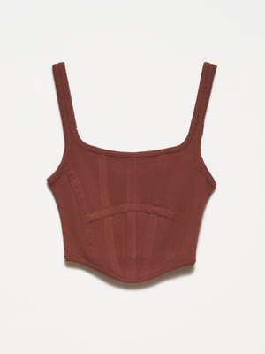 Dilvin 3793 Kadın Korse Top Gri Kolsuz Kare Yaka Pamuk L Beden Desenli