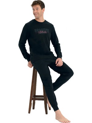 Over Sleep by Poleren Over Sleep 2223 Erkek Kışlık Interlok Pijama Takım