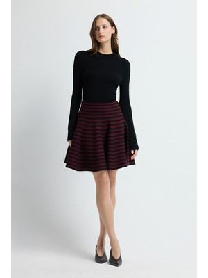 Adl Volanlı Kısa Triko Etek Bordo 12745311000