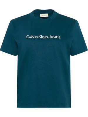 Calvin Klein Kadın Yeşil Calvin Klein A- Inst Logo Classıc Tee Ss Kadın Yeşil T-Shirt