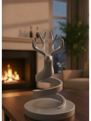 Antilop 3D Tasarım Geyik Figürlü Spiral Gece Lambası – Dekoratif LED Işık