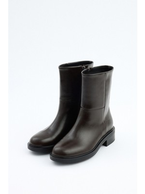 Lutvelizade Bot 2526 - Oval Burun Midi Acı Kahve Kadın Bot