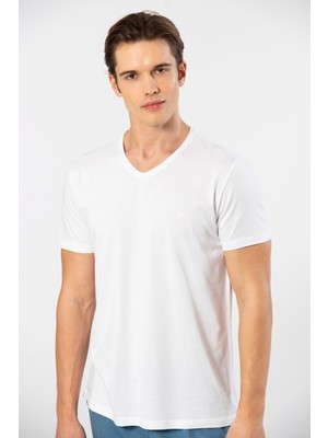 Cacharel Erkek T-Shirt (Slim Fit) 2170/BEYAZ