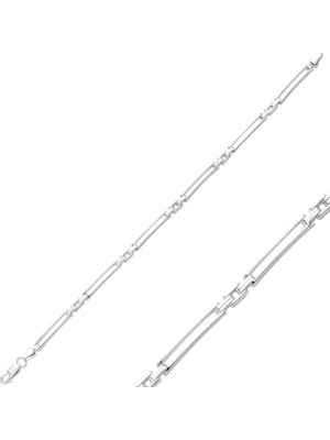 Costurera 925 Ayar Gümüş Ince Çift Çizgili Erkek Bileklik