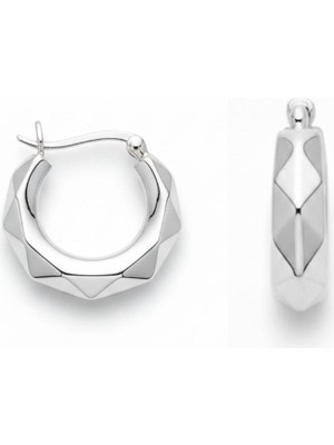 Oya Silver Çok Yüzeyli Cilalı Gümüş Kadın Halka Küpe 2x2 cm [OYSHK023]