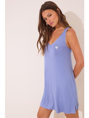 Women Secret Mavi Snoopy Baskılı Kısa Gecelik