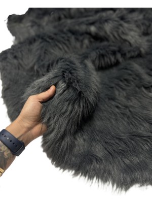 En 150CM Yumuşak Peluş Antrasit Kürk Kışlık Kumaş Ceket, Mont, Kürk, Kaban, Hırka, Kaban