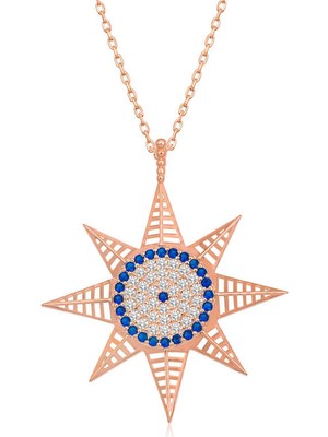 Costurera Gümüş Rose Nazarlı Kutup Yıldızı Kadın Kolye