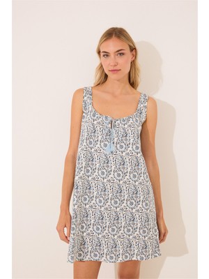 Women Secret Beyaz Desenli Kısa Gecelik