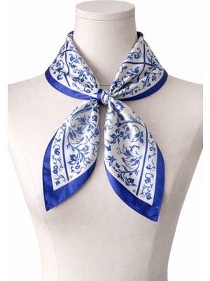 Aida Jewelss 2 Li Saten Bandana Seti Saten Fular Saten Çanta Aksesuarı Özel Desen Bandana 45X50 Cm