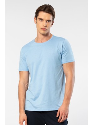 Cacharel Erkek Bisiklet Yaka T-Shirt 2169/AÇIK Mavi