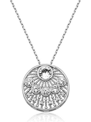 Costurera 925 Ayar Gümüş Etnik Desenli Kadın Gümüş Kolye