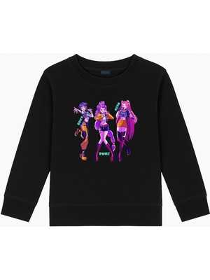 Blitz İstanbul Kpop Demon Hunters Hunterix Iblis Avcıları Zoey Mira Rumi Tasarım Baskılı 3 Iplik Sweatshirt