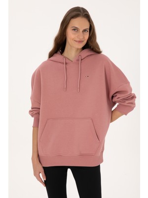 U.S. Polo Assn. Kadın Gül Kurusu Şardonlu Kapüşonlu Sweatshırt 50313567-VR221