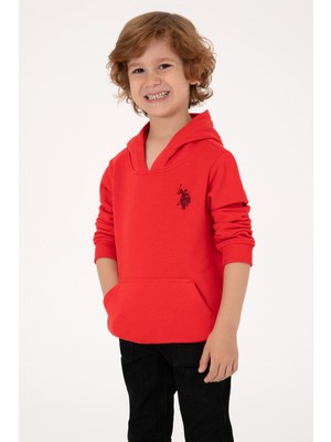 U.S. Polo Assn. Erkek Çocuk Kırmızı Basic Kapüşonlu Sweatshirt 50313980-VR030