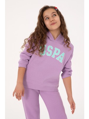 U.S. Polo Assn. Kız Çocuk Lila Şardonlu Kapüşonlu Sweatshirt 50317890-VR034