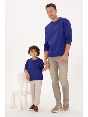 U.S. Polo Assn. Erkek Çocuk Mor Bisiklet Yaka Basic Sweatshirt 50313829-VR038