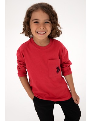 U.S. Polo Assn. Erkek Çocuk Fuşya Sweatshirt Kolsuz Tek Cepli Günlük Kullanım İçin