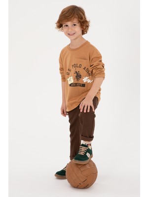 U.S. Polo Assn. Erkek Çocuk Camel Bisiklet Yaka Süprem Sweatshirt 50316489-VR015